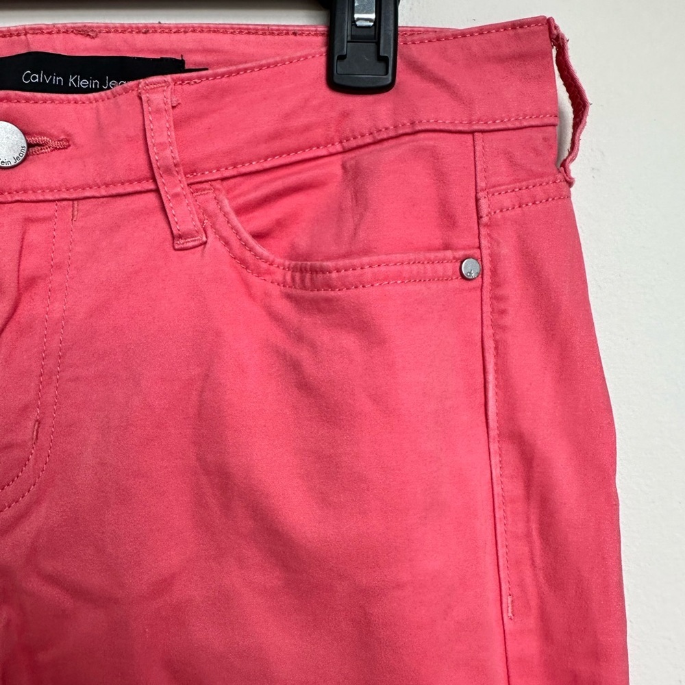 Calvin Klein Coral Pink Skinny Pants | Mid Rise Stretch Slim Fit | Sz 8 - Picture 4 of 14